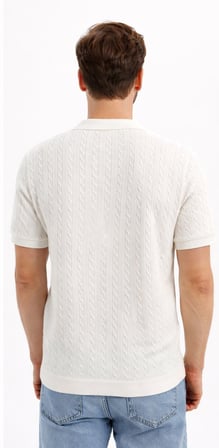 Cazador Erkek Polo Yaka Desenli Triko T-shirt 34215 Ekru