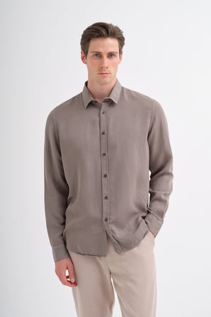 Cazador Erkek Tencel Regular Fit Gömlek Uzun Kol 20610 Haki