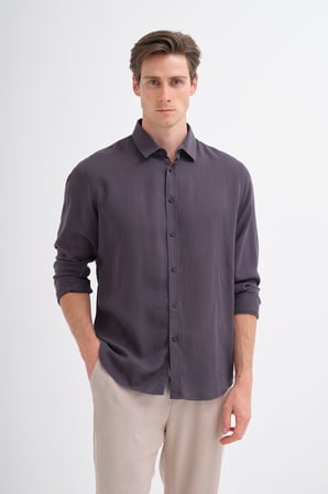 Cazador Erkek Tencel Regular Fit Gömlek Uzun Kol 20610 Antrasit