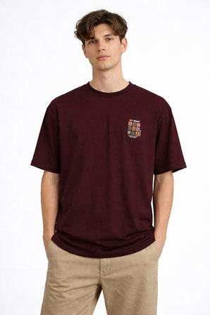 Cazador 44935 Koyu Bordo Erkek Bisiklet Yaka Tshirt