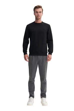 Erkek Siyah Caz 54260 Viskon Basic Sweat Sweatshirt