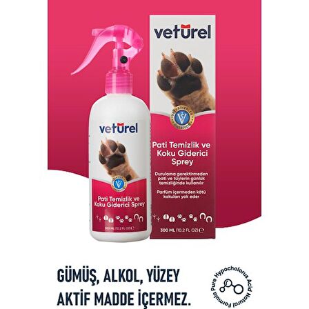 Vetürel Kedi Köpek Pati Temizlik ve Koku Giderici Sprey 300 ml