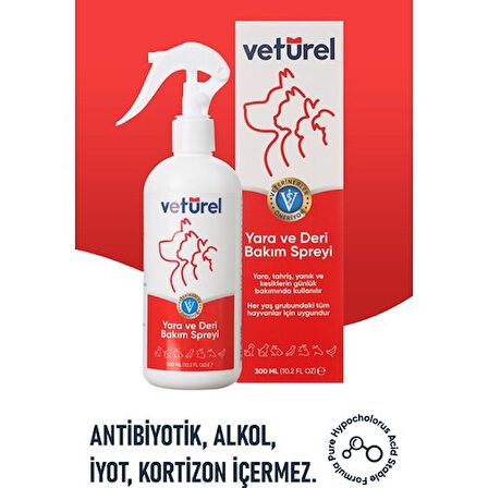 Vetürel Kedi Köpek Yara ve Deri Bakım Spreyi Refil 1000 ml