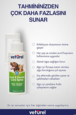 Kedi Ağız Kokusu Giderici Diş Eti Yarası Plak Tartar Önleyici Köpek Ağız Kokusu Günlük Sprey 2x100ml