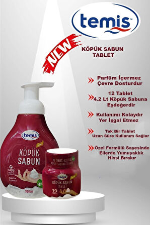 Yeni Nesil Köpük Sıvı Sabun Tablet (1 PAKET = 12 TABLET) = 4.2 Lt Eşdeğer Şişe Hediyeli