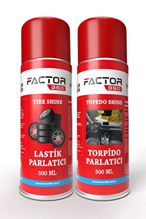 Factor360 Lastik Parlatıcı Sprey 500ml - Torpido Parlatıcı Sprey 500ml Avantajlı Paket