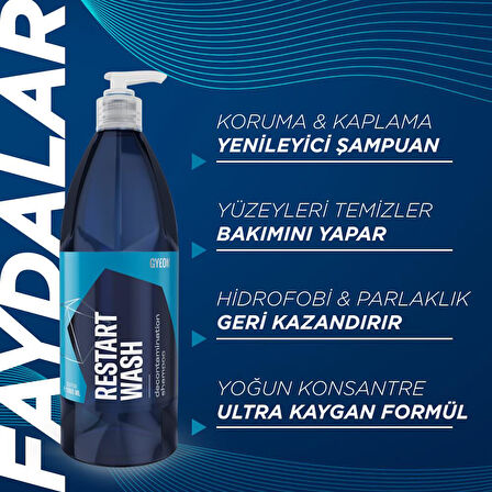 GYEON Q²M RestartWash Seramik Kaplama PPF Yenileyici Asidik Şampuan - 1000 ml -Konsantre