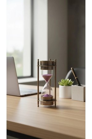Ahşap Hediye Kutulu Pusulalı Kum Saati 12 cm Eskitme Metal Denizci Çapa Temalı Masaüstü Aksesuar Tek Ebat