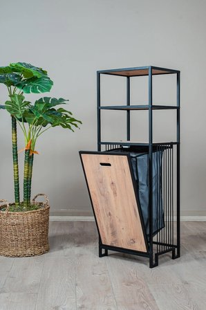Kirli Sepetli Banyo Dolabı 3 Raflı Metal Düzenleyici Modern Çamaşır Sepetli Organizer Raf Siyah