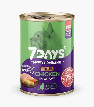 7 Days Taze Tavuk Etli Yetişkin Kedi Konservesi 415 Gram