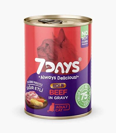 7 Days Taze Sığır Etli Yetişkin Kedi Konservesi 415 Gram