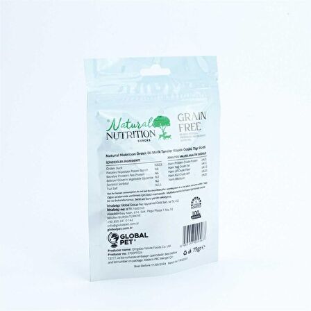 Natural Nutrition Snacks Ördek Eti Minik Taneler Köpek Ödülü 75 Gr