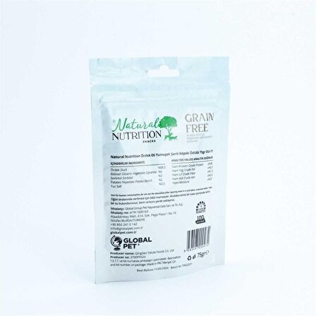 Natural Nutrition Snacks Ördek Eti Yumuşak Şerit Köpek Ödülü 75 Gr