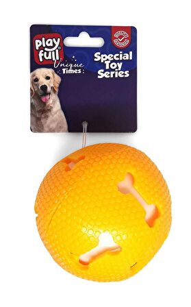 Playfull Işıklı Kemik Desenli Plastik Top Köpek Oyuncağı 7.5 Cm