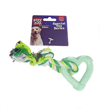 Playfull Plastik ve İpli Kalp Köpek Oyuncağı 18 Cm