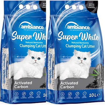 Ambiance Super White Aktif Karbonlu Kedi Kumu 2X10 L