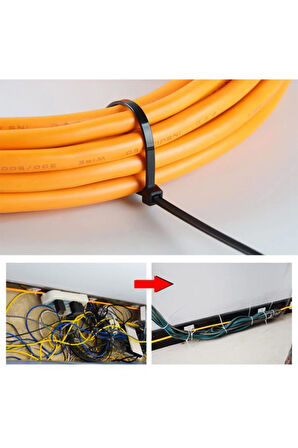 Çetsan 2,5*200 Kablo Bağı Siyah (100 Adet) - Çırt Kelepçe - Klips - Kablo Düzenliyeci