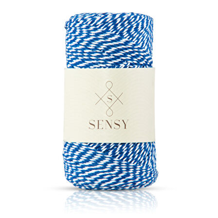 Sensy 200 Metre 200 Gr Paket İp Hediye Paketleme İpi Marteniçka Ipi Twine Baker Mavi Beyaz