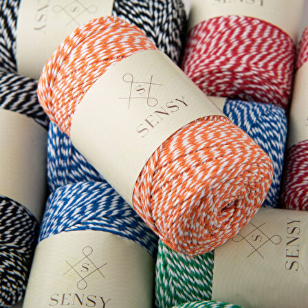 Sensy 200 Metre 200 Gr Paket İp Hediye Paketleme İpi Marteniçka Ipi Twine Baker Yeşil Beyaz