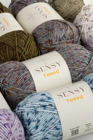 Premium Tweed El Örgü Ipi Bere Atkı Ipi Hırka Kazak Ip Ev Tekstil Ipliği Açık Mavi