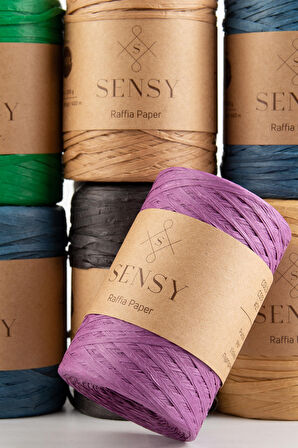 SENSY Premium 400 Metre Rafya İp Çanta İpi Raffia İp Kağıt İp Supla İpi 250 Gram Mor