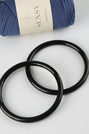 Plastik Yuvarlak Çanta Sapı 12 Cm Siyah