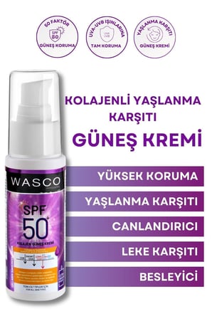 Yaşlanma Karşıtı Spf50+ Kolajenli Güneş Kremi (collagen-panthenol-hyaluronic Acid) 50ml