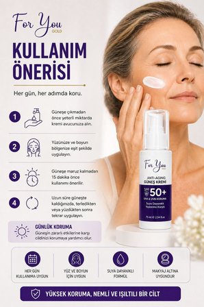 Anti-Aging Yaşlanma & Leke Karşıtı Spf50 Yüz ve Vücut Güneş Kremi 100 ml