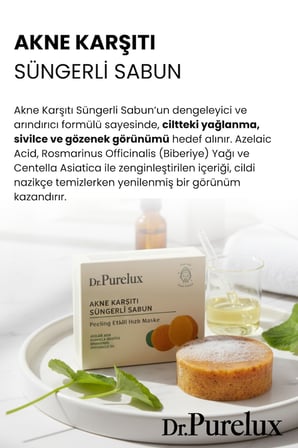 Akne ve Siyah Nokta Karşıtı Peeling Etkili Süngerli Sabun (Hızlı Maske)