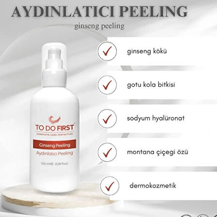 TO DO FIRST Ginseng Özlü Aydınlatıcı Yüz Peelingi 100 ML