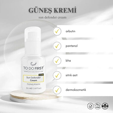 TO DO FIRST Leke ve Kırışıklık Karşıtı 50+ SPF Güneş Kremi 50 ML