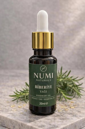NUMI Naturals Biberiye Yağı 20 ml – Saf Uçucu Biberiye Yağı – Saç Bakım Yağı, Aromaterapi ve Masaj Yağı