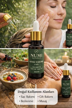 Numi Naturals Keten Tohumu Yağı 20 Ml   Flax Seed Oil Saç Ve Cilt Bakım Yağı