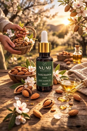 Numi Naturals Tatlı Badem Yağı 20 Ml   Sweet Almond Oil Doğal Saç Ve Cilt Bakım Yağı