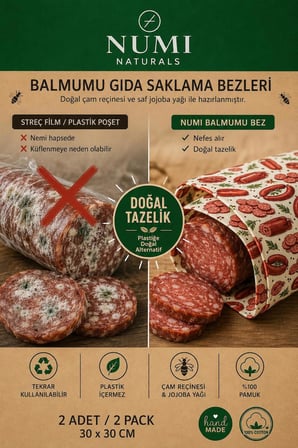 Numi Naturals Kahvaltı Tazelik Seti 2’Li 30X30 Cm Balmumu Gıda Saklama Bezi