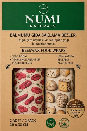 Numi Naturals Kahvaltı Tazelik Seti 2’Li 30X30 Cm Balmumu Gıda Saklama Bezi