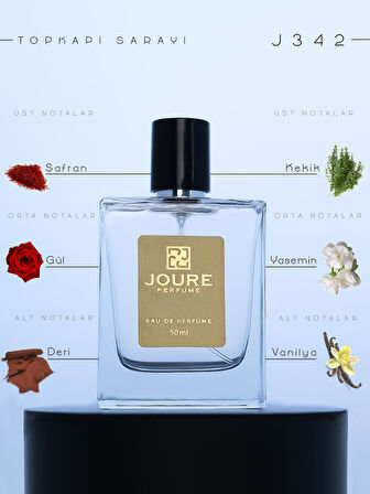 JOURE J342 - MEYVELİ ODUNSU DERİ AMBER SAFRAN KOKULU 50ML KALICI EDP ERKEK PARFÜM