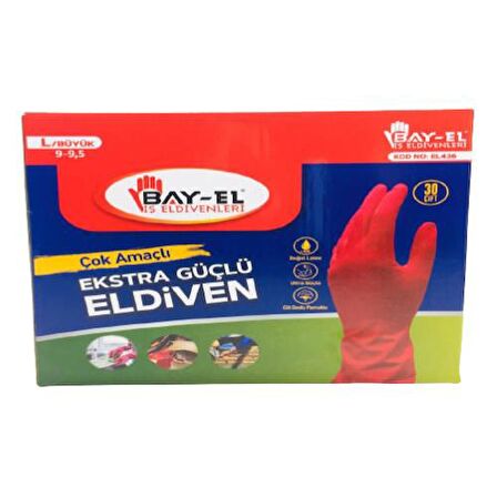 Bay-El EL436 İş Bulaşık Temizlik Eldivenleri L 9-9,5 30Çift