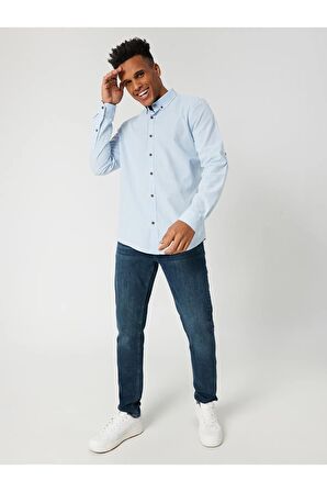 LF2027896 Loft Erkek Uzun Kol Gömlek LIGHT BLUE