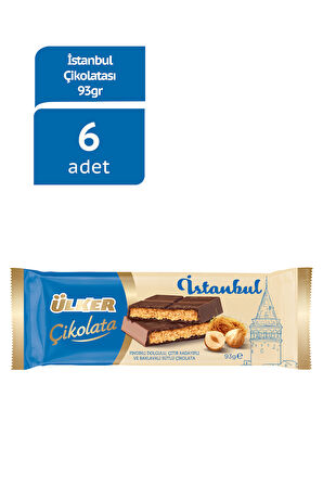 Çikolata İSTANBUL - Fındıklı Dolgulu, Çıtır Kadayıflı ve Baklavalı Çikolata  - 93 gram - 6 Adet