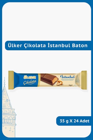 Çikolata İSTANBUL Baton-Fındıklı Dolgulu, Çıtır Kadayıflı ve Baklavalı Çikolata-35 gram-24 Adet