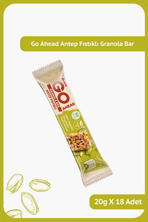 GO AHEAD Antep Fıstıklı Granola Bar - 20 gram - 18 Adet