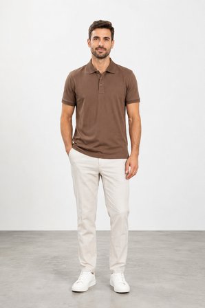 Sabri Özel Merserize Polo Yaka Erkek T-Shırt S25S23BT010-Kahve