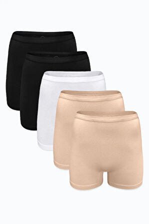 Kadın 5 li Beyaz İz Yapmayan Modal Yüksek Bel Boxer 5M108