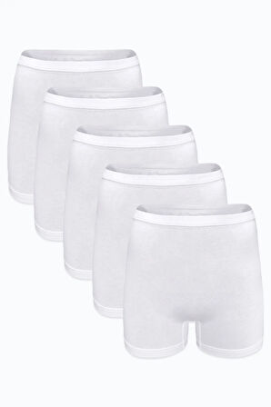 Kadın 5 li Beyaz İz Yapmayan Modal Yüksek Bel Boxer 5M108