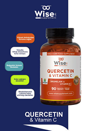 WiseLab Quercetin, Bromelain Ve Vitamin C, Vitamin D 90 Bitkisel Kapsül
