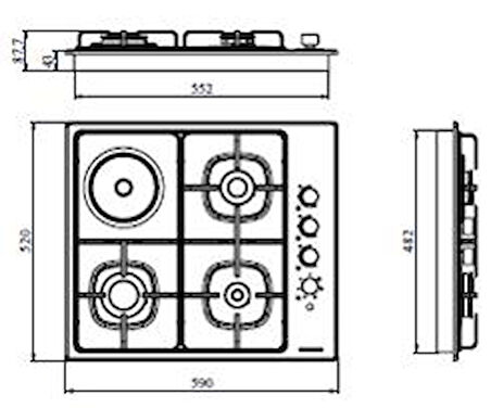 Silverline AS5632X01 Inox 3 Gazlı 1 Elektrikli Göz Ankastre Ocak 60cm