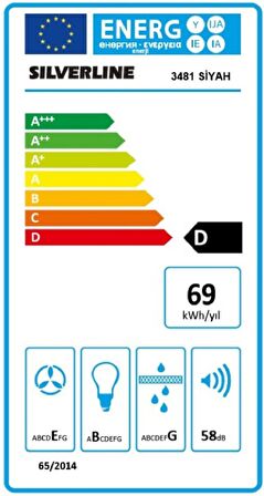 Silverline 3481 Flam Siyah Duvar Tipi 60 CM Davlumbaz