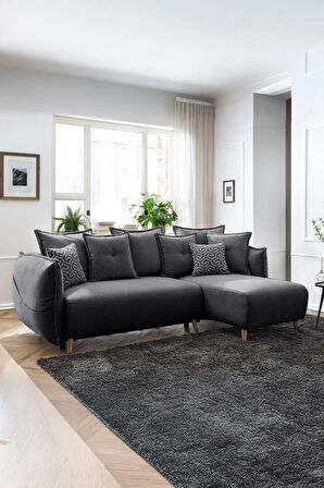 Eymense Puffy Sandıklı Köşe Koltuk Antrasit Sağ Köşe