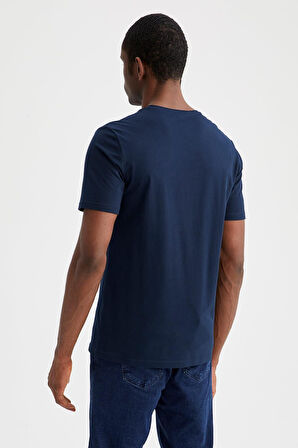 Slim Fit Dar Kesim V Yaka Basic Düz Kısa Kollu Tişört